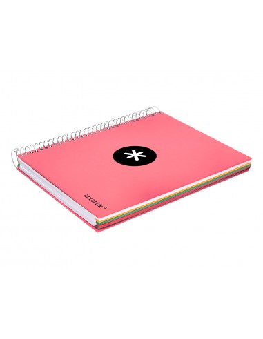 Cuaderno espiral a5 micro antartik tapa forrada120h 90 gr cuadro 5 mm 5 band 6 taladros color coral