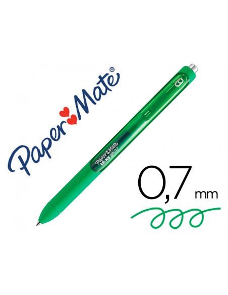 Boligrafo paper mate inkjoy retractil gel pen trazo 0,7 mm verde