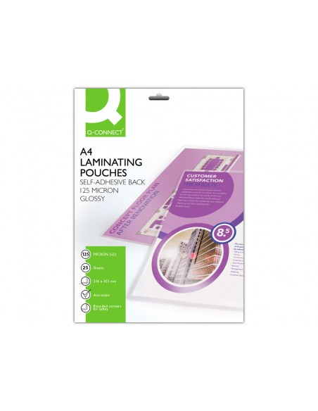 Bolsa de plastificar q-connect 303 x 216 mm 125 mc din a4 autoadhesivas caja de 25 unidades Bolsa de plastificar q-connect 303 x 216 mm 125 mc din a4 autoadhesivas caja de 25 unidades