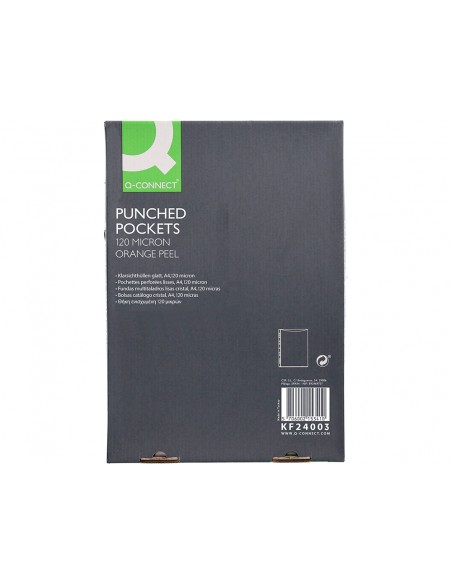 Funda multitaladro q-connect din a4 120 mc piel de naranja caja de 100 unidades Funda multitaladro q-connect din a4 120 mc piel de naranja caja de 100 unidades