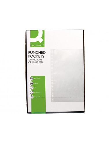 Funda multitaladro q-connect din a4 120 mc piel de naranja caja de 100 unidades
