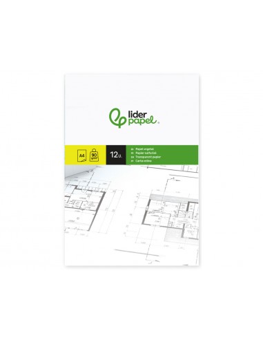 Papel vegetal liderpapel din a4 90gr 210x297mm sobre de 12 hojas