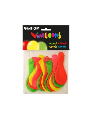 Globo 100% latex biodegradable fluorescente bolsa de 15 unidades colores surtidos