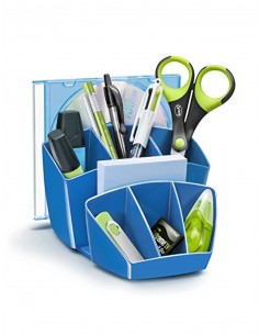 Organizador sobremesa cep 8 compartimentos plastico azul 143x158x93 mm