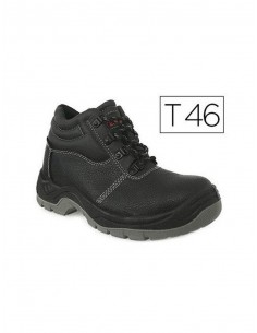 Bota faru de seguridad con puntera de acero cuero negro talla 46