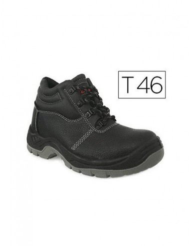 Bota faru de seguridad con puntera de acero cuero negro talla 46