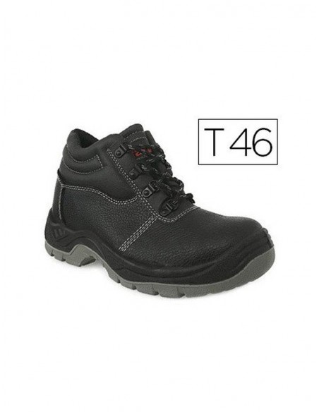 Bota faru de seguridad con puntera de acero cuero negro talla 46