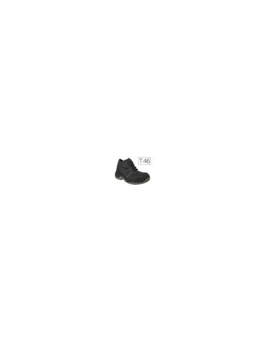 Bota faru de seguridad con puntera de acero cuero negro talla 46
