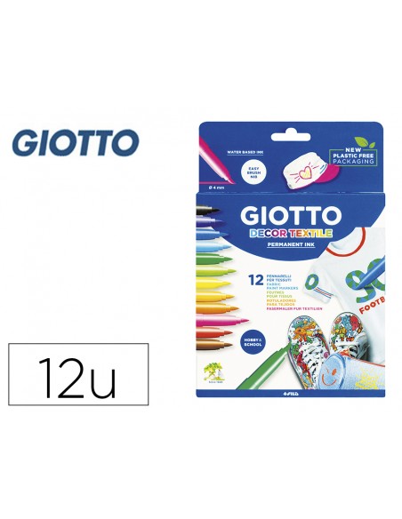 Rotulador giotto decor textile para camisetas caja de 12 unidades colores surtidos