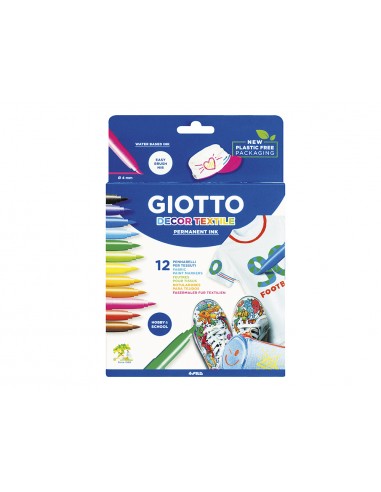 Rotulador giotto decor textile para camisetas caja de 12 unidades colores surtidos