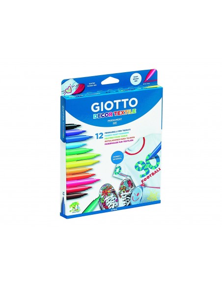 Rotulador giotto decor textile para camisetas caja de 12 unidades colores surtidos Rotulador giotto decor textile para camisetas caja de 12 unidades colores surtidos