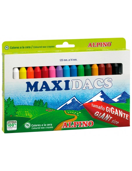 Lapices cera alpino maxidacs caja de 15 unidades colores surtidos