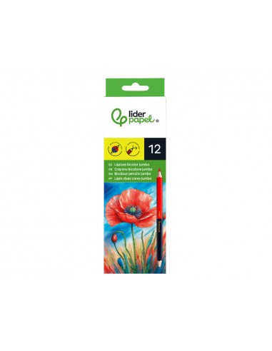 Lapices bicolor liderpapel jumbo rojo/azul
