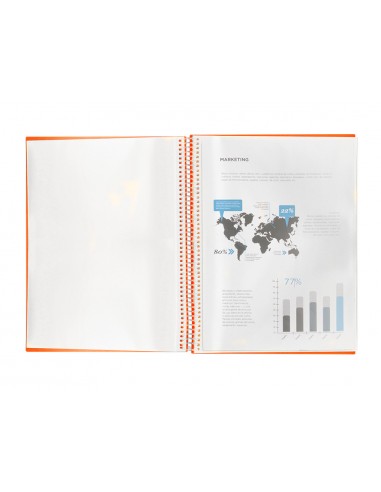 Carpeta liderpapel escaparate con espiral 60 fundas polipropileno din a4 naranja