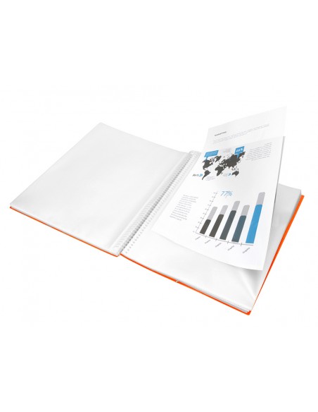 Carpeta liderpapel escaparate con espiral 60 fundas polipropileno din a4 naranja Carpeta liderpapel escaparate con espiral 60 fundas polipropileno din a4 naranja