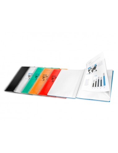 Carpeta liderpapel escaparate con espiral 60 fundas polipropileno din a4 naranja