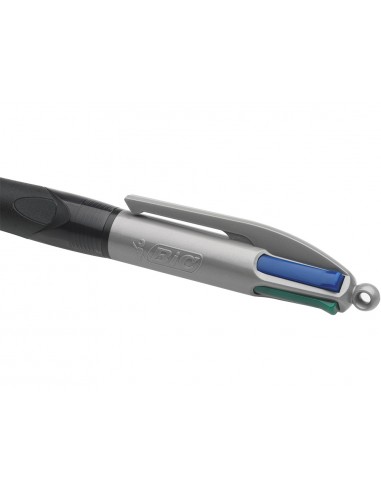 Boligrafo bic cuatro colores con grip colore negro punta 1 mm