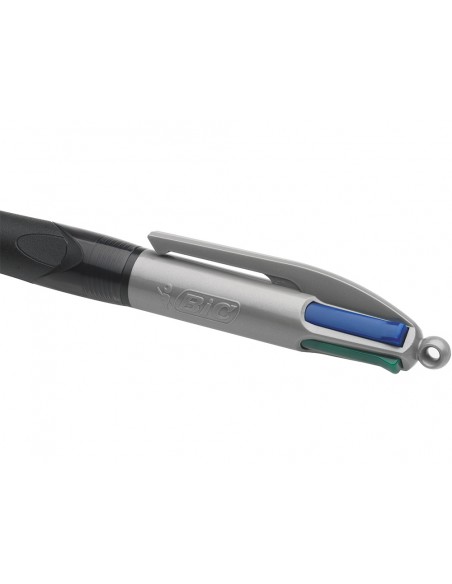 Boligrafo bic cuatro colores con grip colore negro punta 1 mm