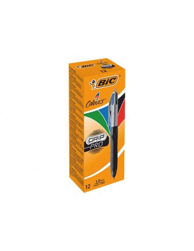 Boligrafo bic cuatro colores con grip colore negro punta 1 mm