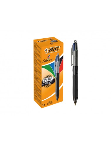 Boligrafo bic cuatro colores con grip colore negro punta 1 mm