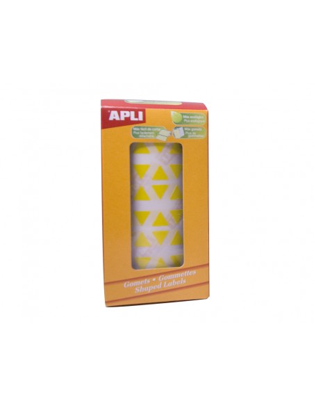 Gomets autoadhesivos triangulares 21x21x21mm amarillo rollo de 2832 unidades Gomets autoadhesivos triangulares 21x21x21mm amarillo rollo de 2832 unidades