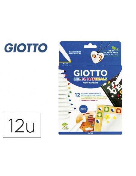 Rotulador giotto decor materials caja de 12 unidades colores surtidos