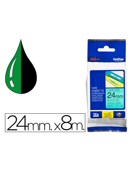 Cinta brother tze751 verde-negro 24mm longitud 8 m