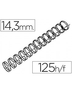 Espiral wire 3:1 14,3 mm n.9 negro capacidad 125 hojas caja de 100 unidades