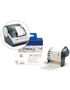 Etiqueta brother dk22212 cinta plastica continua adhesiva blanca 62x15,24 m