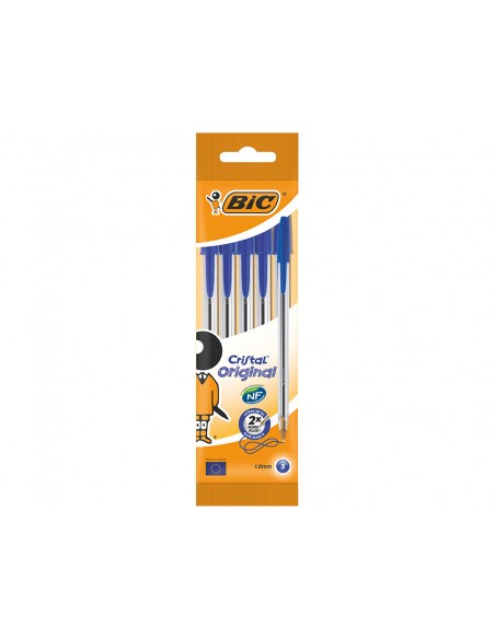 Boligrafo bic cristal original tinta azul bolsa de 5 unidades Boligrafo bic cristal original tinta azul bolsa de 5 unidades