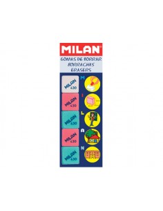 Goma de borrar milan 430-5 blister de 5 unidades