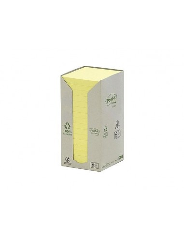 Bloc de notas adhesivas quita y pon reciclada en torre post-it 76 x 76 mm 16 blocs 654 reciclado