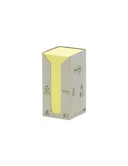 Bloc de notas adhesivas quita y pon reciclada en torre post-it 76 x 76 mm 16 blocs 654 reciclado