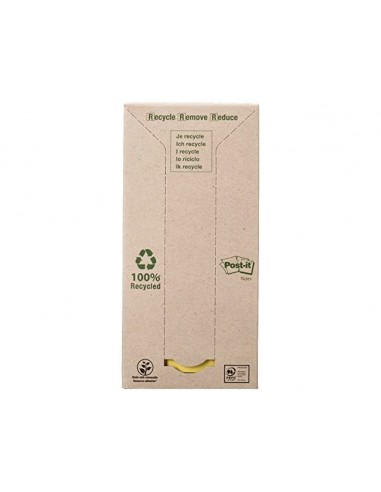 Bloc de notas adhesivas quita y pon reciclada en torre post-it 76 x 76 mm 16 blocs 654 reciclado