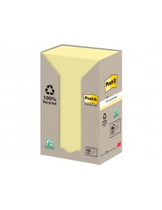 Bloc de notas adhesivas quita y pon reciclada en torre post-it 38 x 51 mm 24 blocs 653 reciclado