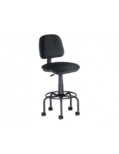 Taburete con respaldo rocada para mesa de dibujo negro regulable en altura hasta 725 mm tela ignifuga