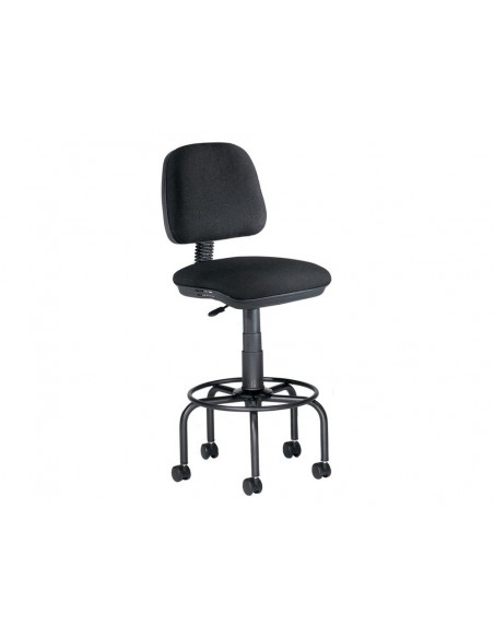 Taburete con respaldo rocada para mesa de dibujo negro regulable en altura hasta 725 mm tela ignifuga