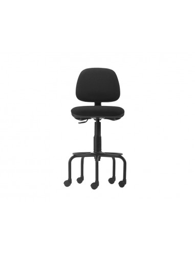 Taburete con respaldo rocada para mesa de dibujo negro regulable en altura hasta 725 mm tela ignifuga
