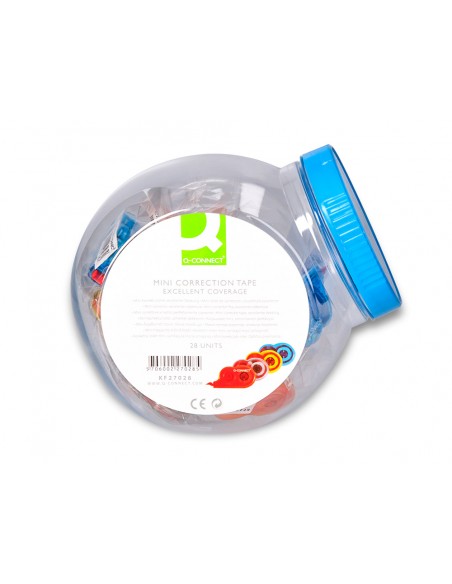 Corrector q-connect cinta mini blanco 4,2 mm x 5 m bombonera de 28 unidades