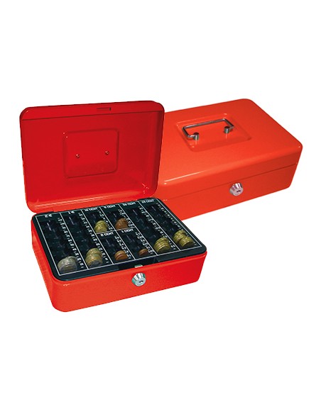 Caja caudales q-connect 10/' 250x180x90 mm roja con portamonedas