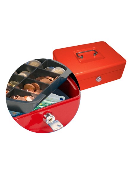 Caja caudales q-connect 10/' 250x180x90 mm roja con portamonedas