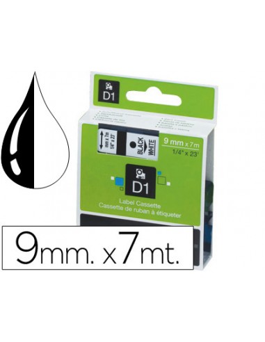 Cinta dymo negro-transparente 9mm x 7mt d1