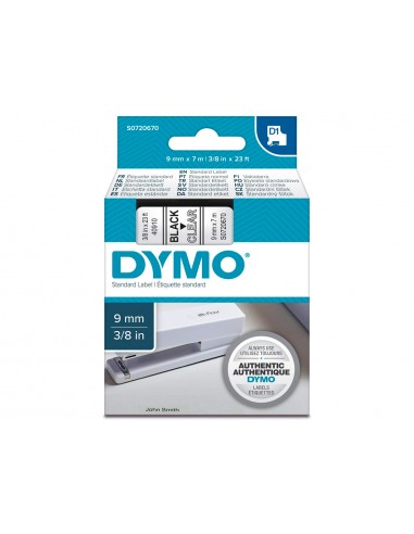 Cinta dymo negro-transparente 9mm x 7mt d1