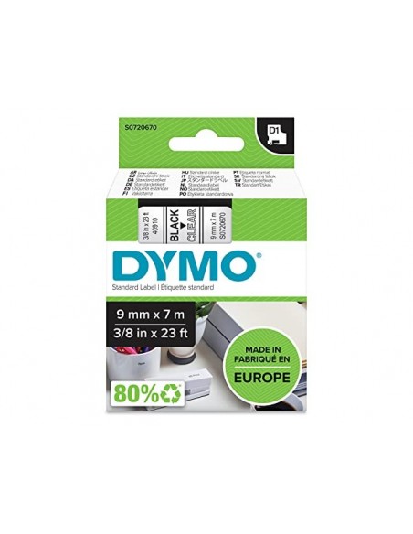 Cinta dymo negro-transparente 9mm x 7mt d1