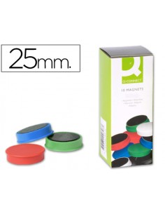 Iman para sujecion q-connect ideal para pizarras magneticas25 mm colores surtidos caja de 10 unidades