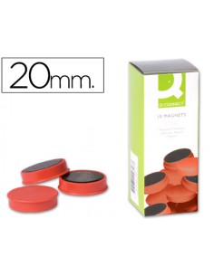 Iman para sujecion q-connect ideal para pizarras magneticas20 mm rojo caja de 10 unidades