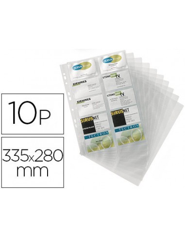 Recambio fundas visifix para tarjetero 2384 bolsa de 10 hojas capacidad 20 tarjetas por hoja