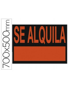 Cartel plastico archivo 2000 /'se alquila/' rojo fluorescente 700x500 mm