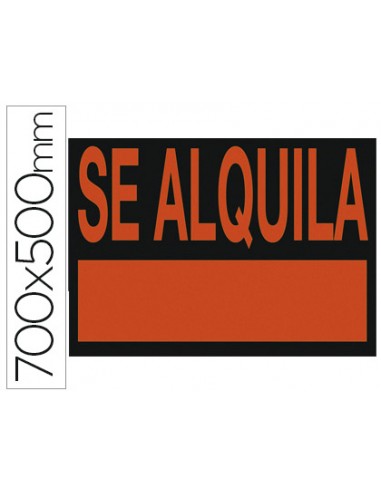 Cartel plastico archivo 2000 /'se alquila/' rojo fluorescente 700x500 mm