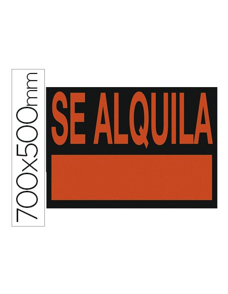 Cartel plastico archivo 2000 /'se alquila/' rojo fluorescente 700x500 mm